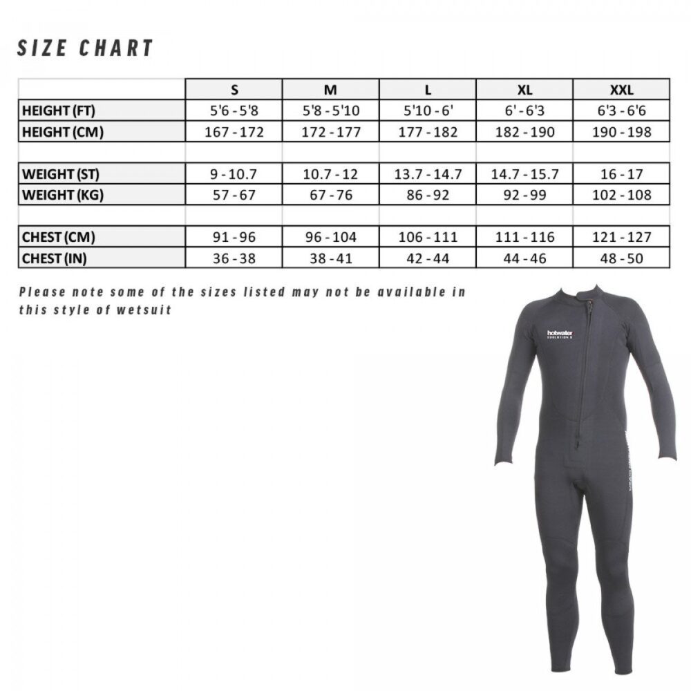 3mm Undersuit Size Chart